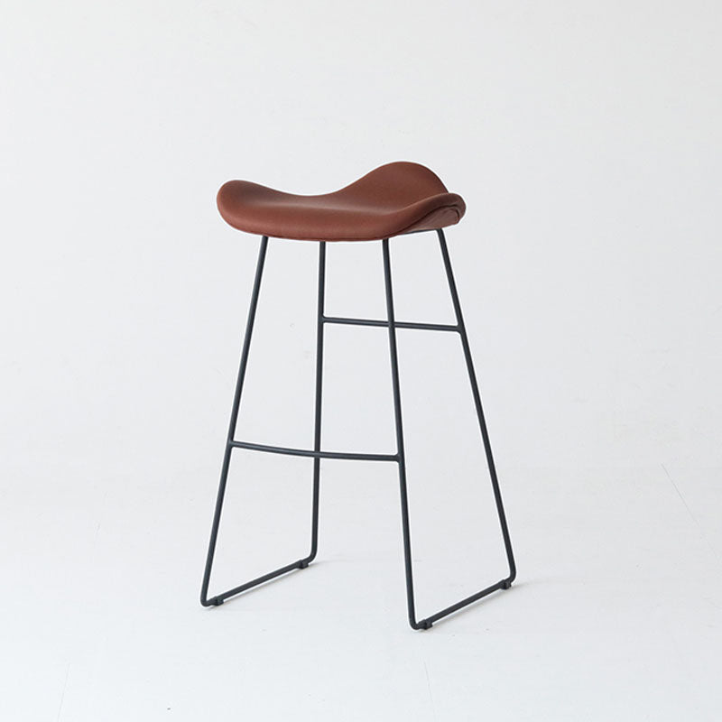 Industrial PU Leather Bar Stool Low Back Stool with Metal Base