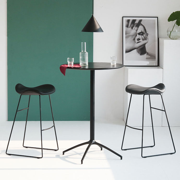 Industrial PU Leather Bar Stool Low Back Stool with Metal Base