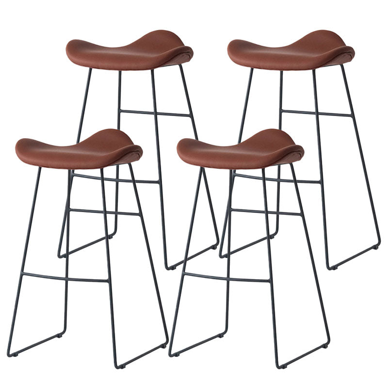 Industrial PU Leather Bar Stool Low Back Stool with Metal Base