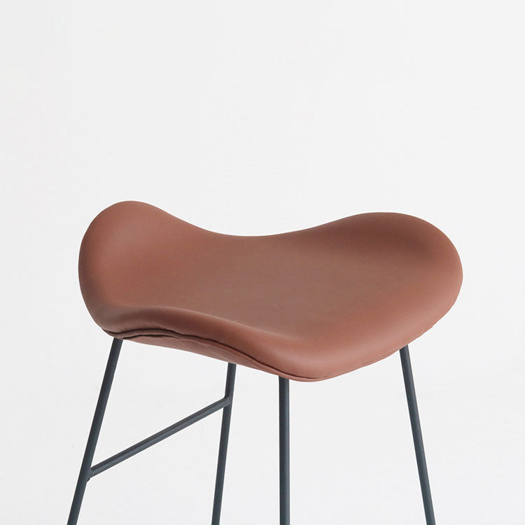 Industrial PU Leather Bar Stool Low Back Stool with Metal Base