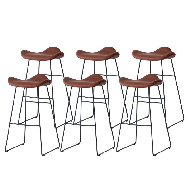 Industrial PU Leather Bar Stool Low Back Stool with Metal Base