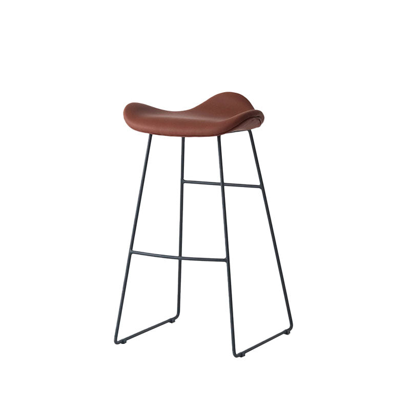 Industrial PU Leather Bar Stool Low Back Stool with Metal Base