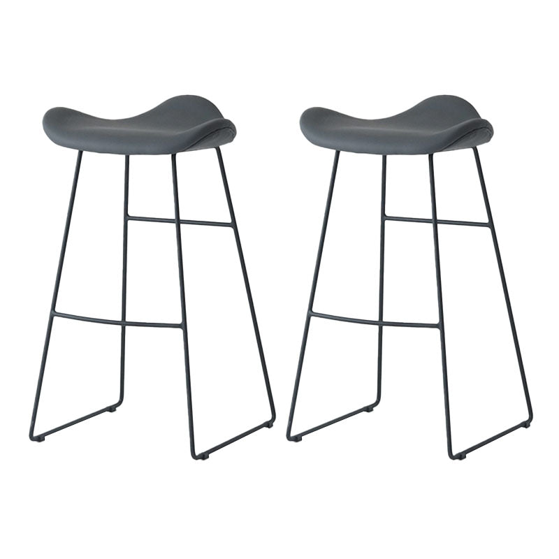 Industrial PU Leather Bar Stool Low Back Stool with Metal Base