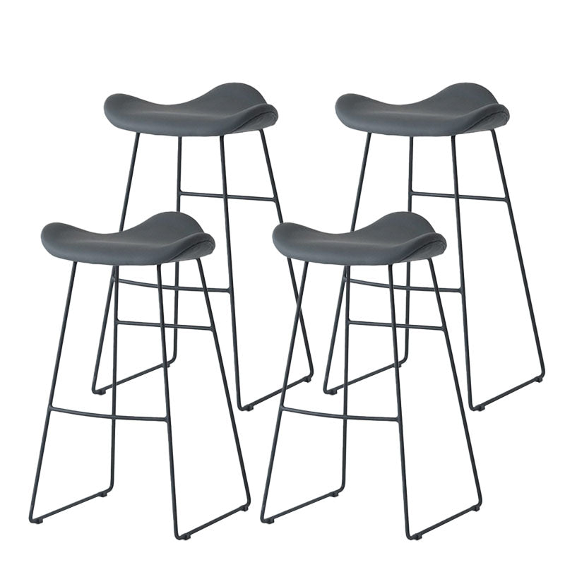 Industrial PU Leather Bar Stool Low Back Stool with Metal Base