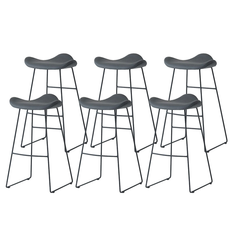 Industrial PU Leather Bar Stool Low Back Stool with Metal Base