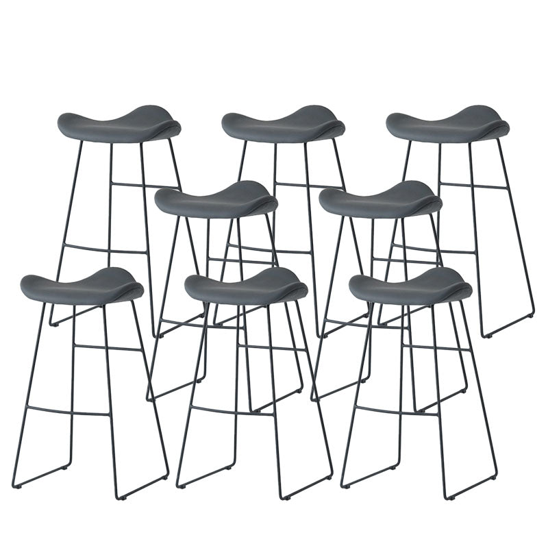 Industrial PU Leather Bar Stool Low Back Stool with Metal Base