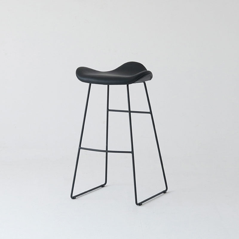 Industrial PU Leather Bar Stool Low Back Stool with Metal Base