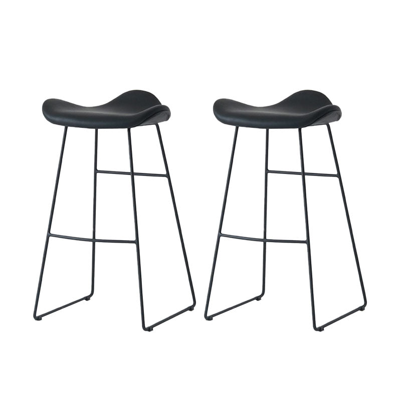 Industrial PU Leather Bar Stool Low Back Stool with Metal Base