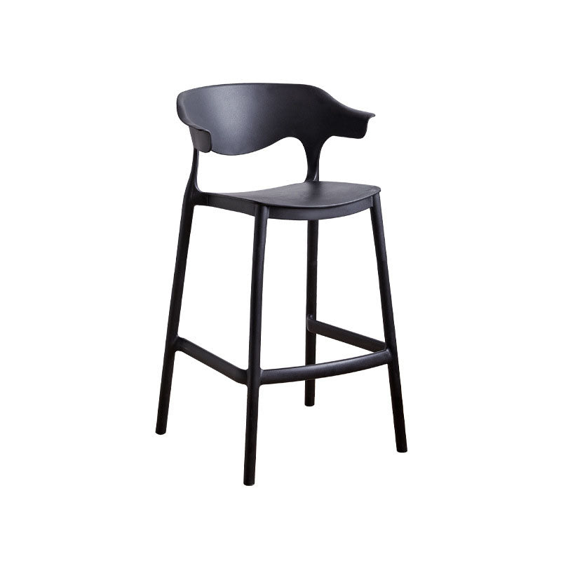 Scandinavian Plastic Barstool Low Back Counter Stool Footrest Furniture