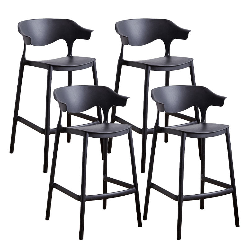 Scandinavian Plastic Barstool Low Back Counter Stool Footrest Furniture