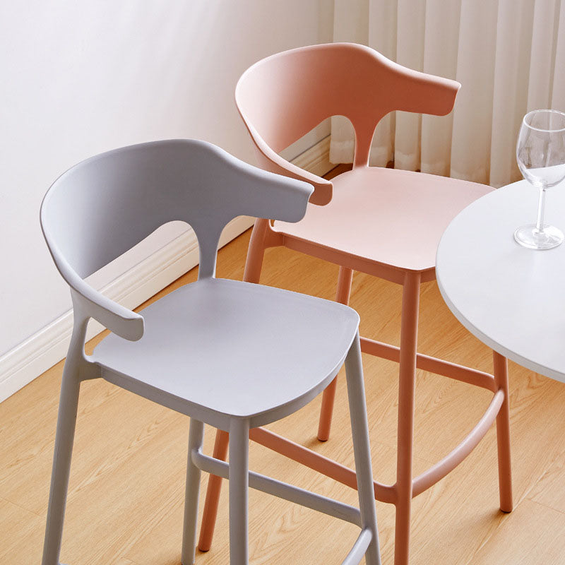 Scandinavian Plastic Barstool Low Back Counter Stool Footrest Furniture
