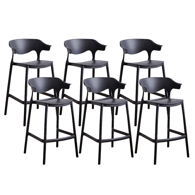 Scandinavian Plastic Barstool Low Back Counter Stool Footrest Furniture