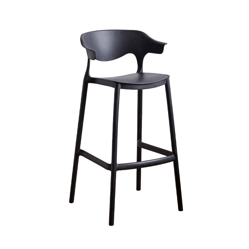 Scandinavian Plastic Barstool Low Back Counter Stool Footrest Furniture