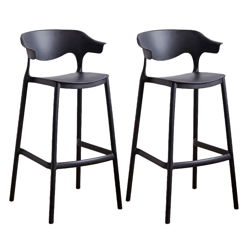 Scandinavian Plastic Barstool Low Back Counter Stool Footrest Furniture