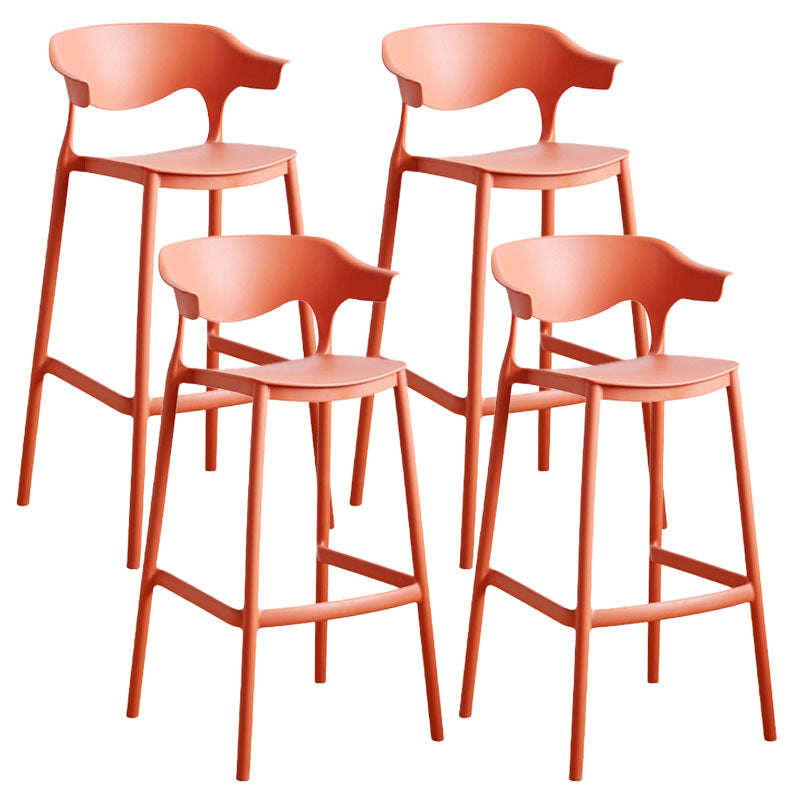 Scandinavian Plastic Barstool Low Back Counter Stool Footrest Furniture