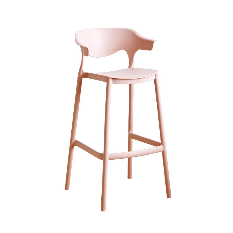 Scandinavian Plastic Barstool Low Back Counter Stool Footrest Furniture