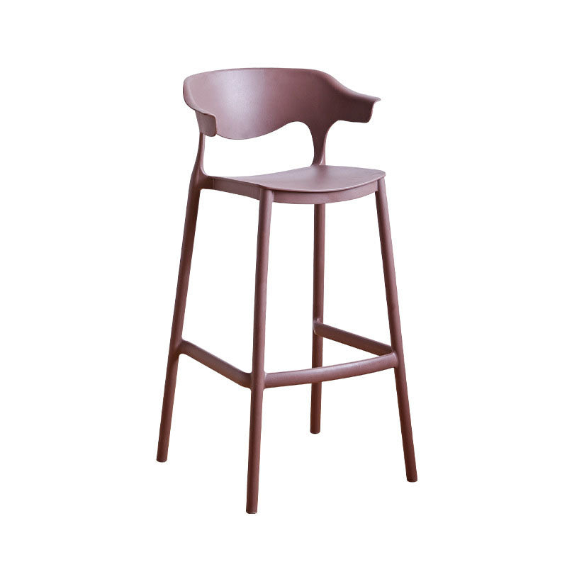 Scandinavian Plastic Barstool Low Back Counter Stool Footrest Furniture