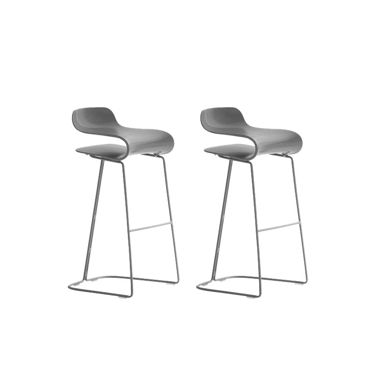Contemporary Plastic Bar Stool Low Back Stool with Metal Base for Living Room