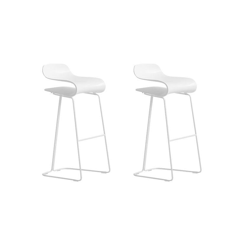 Contemporary Plastic Bar Stool Low Back Stool with Metal Base for Living Room