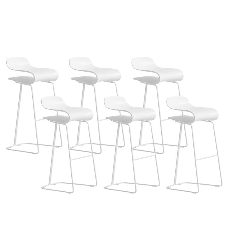 Contemporary Plastic Bar Stool Low Back Stool with Metal Base for Living Room