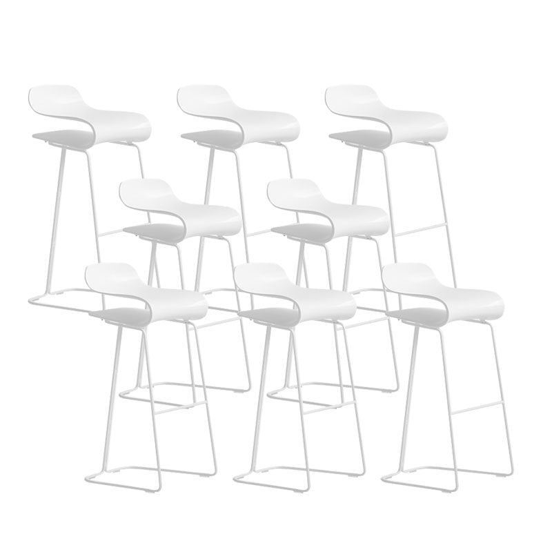 Contemporary Plastic Bar Stool Low Back Stool with Metal Base for Living Room