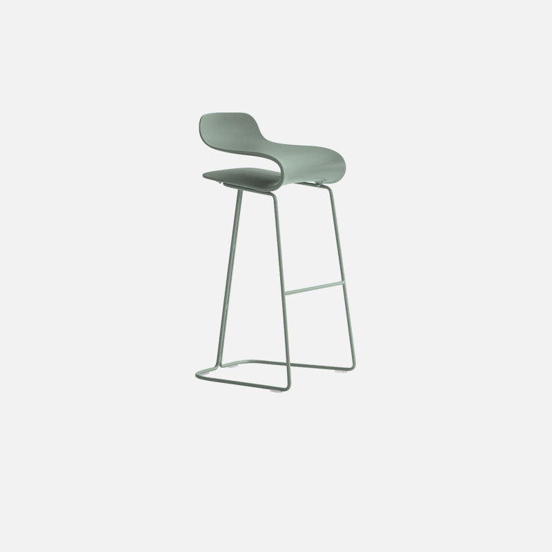 Contemporary Plastic Bar Stool Low Back Stool with Metal Base for Living Room