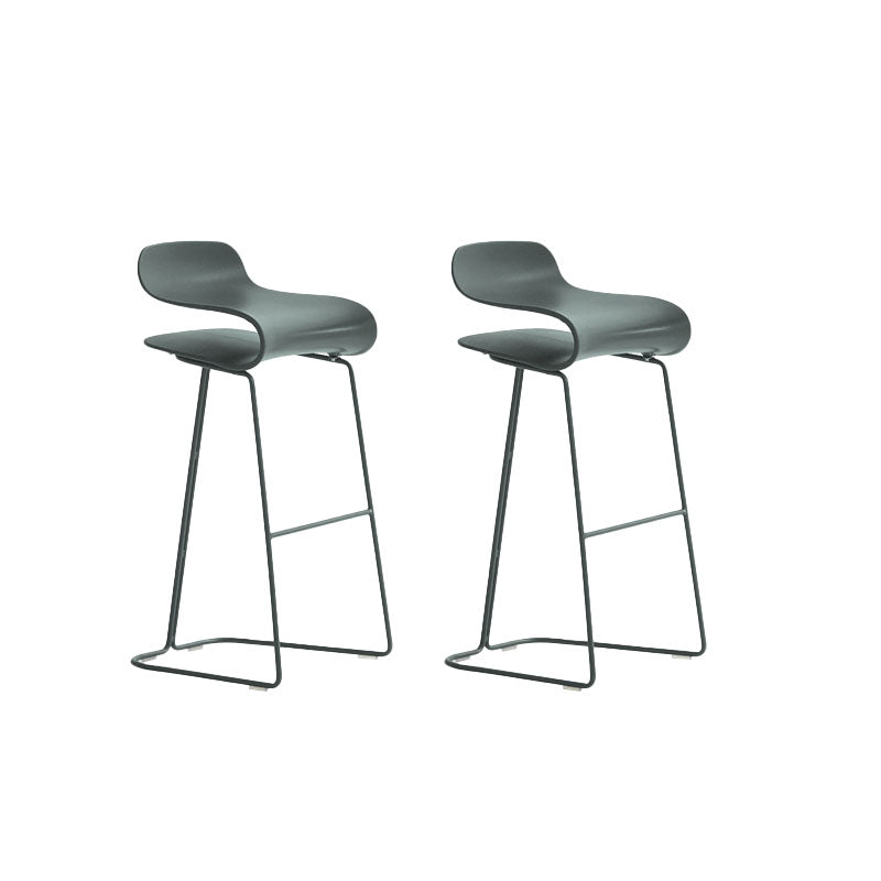 Contemporary Plastic Bar Stool Low Back Stool with Metal Base for Living Room