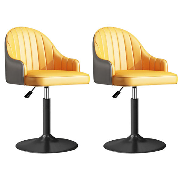 Scandinavian Metal Barstool Low Back Faux Leather Cushion Stool with Footrest