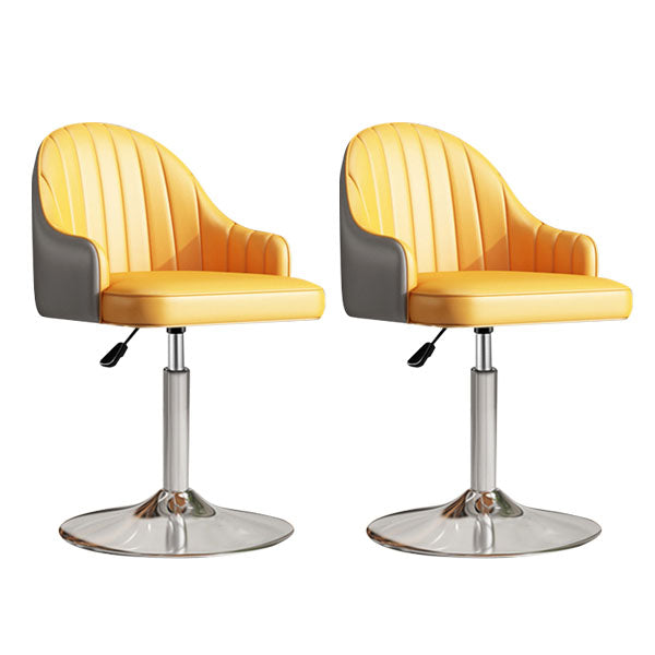 Scandinavian Metal Barstool Low Back Faux Leather Cushion Stool with Footrest