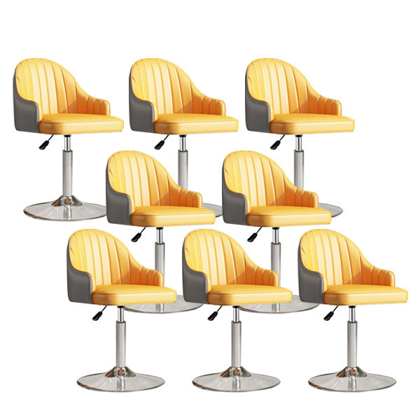 Scandinavian Metal Barstool Low Back Faux Leather Cushion Stool with Footrest