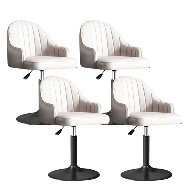 Scandinavian Metal Barstool Low Back Faux Leather Cushion Stool with Footrest