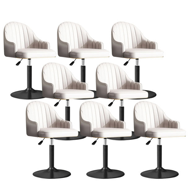 Scandinavian Metal Barstool Low Back Faux Leather Cushion Stool with Footrest