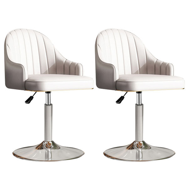 Scandinavian Metal Barstool Low Back Faux Leather Cushion Stool with Footrest