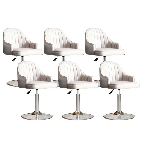 Scandinavian Metal Barstool Low Back Faux Leather Cushion Stool with Footrest