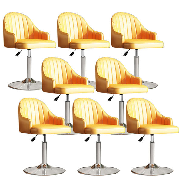 Scandinavian Metal Barstool Low Back Faux Leather Cushion Stool with Footrest