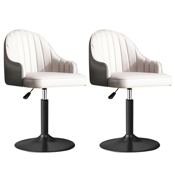 Scandinavian Metal Barstool Low Back Faux Leather Cushion Stool with Footrest