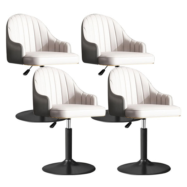 Scandinavian Metal Barstool Low Back Faux Leather Cushion Stool with Footrest