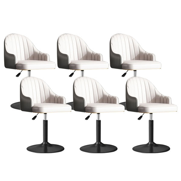 Scandinavian Metal Barstool Low Back Faux Leather Cushion Stool with Footrest