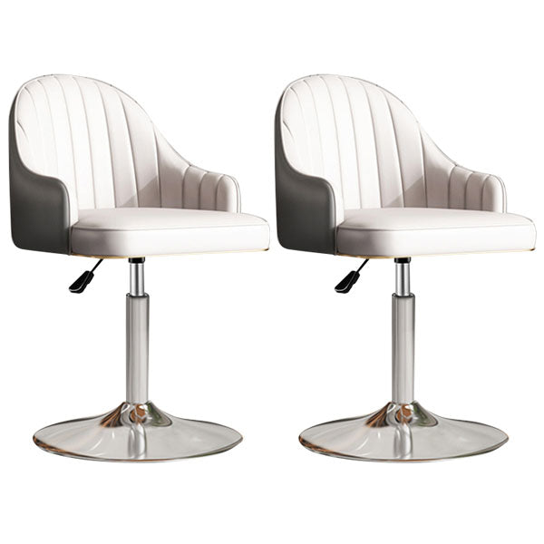 Scandinavian Metal Barstool Low Back Faux Leather Cushion Stool with Footrest