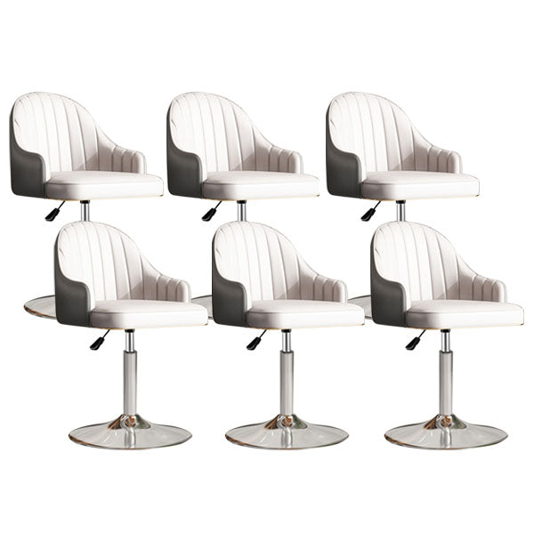 Scandinavian Metal Barstool Low Back Faux Leather Cushion Stool with Footrest