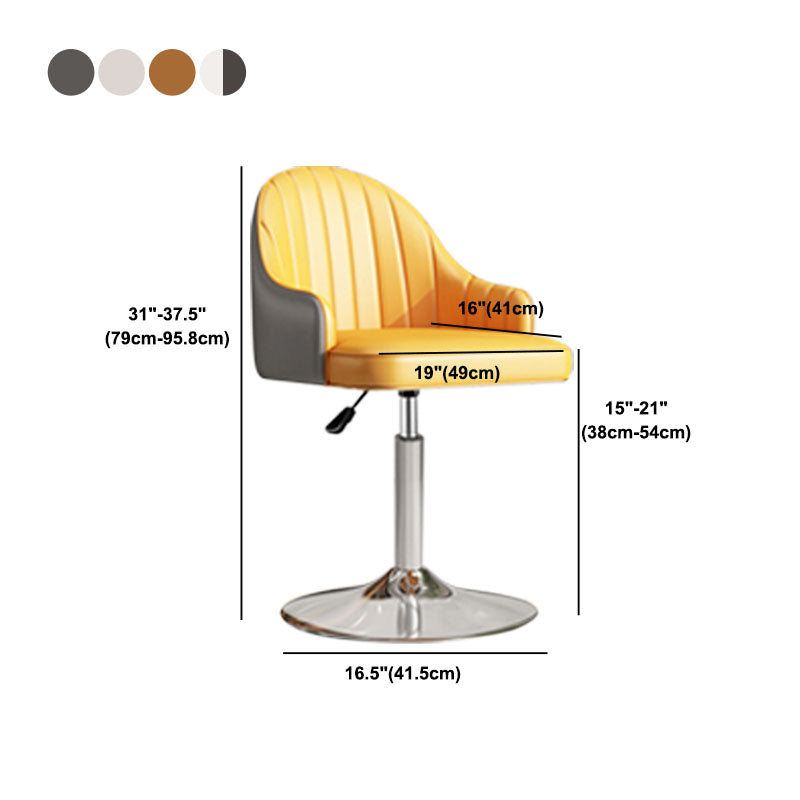 Scandinavian Metal Barstool Low Back Faux Leather Cushion Stool with Footrest