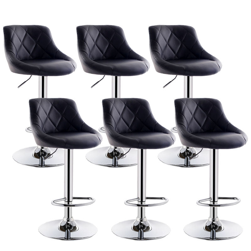 Scandinavian Metal Barstool Low Back Faux Leather Cushion Stool with Iron Base for Bar