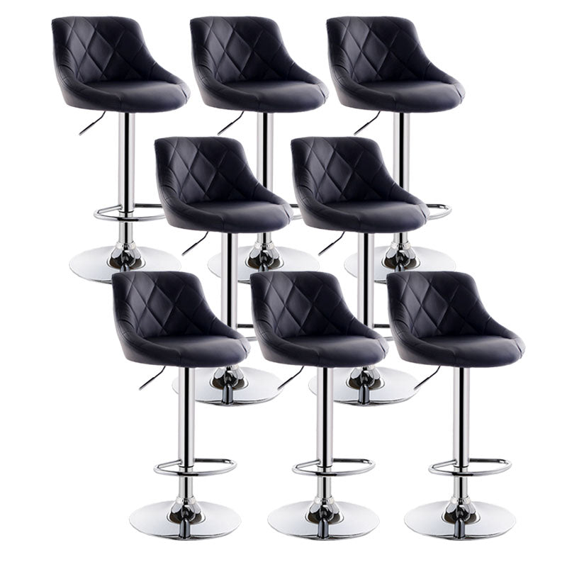 Scandinavian Metal Barstool Low Back Faux Leather Cushion Stool with Iron Base for Bar