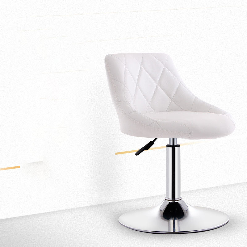 Scandinavian Metal Barstool Low Back Faux Leather Cushion Stool with Iron Base for Bar