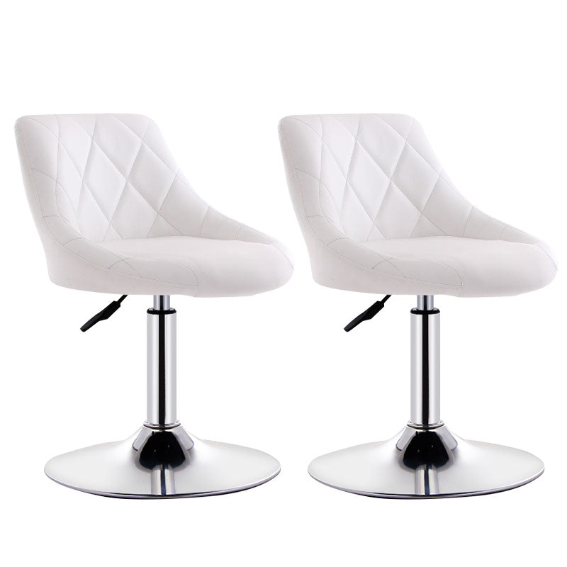 Scandinavian Metal Barstool Low Back Faux Leather Cushion Stool with Iron Base for Bar