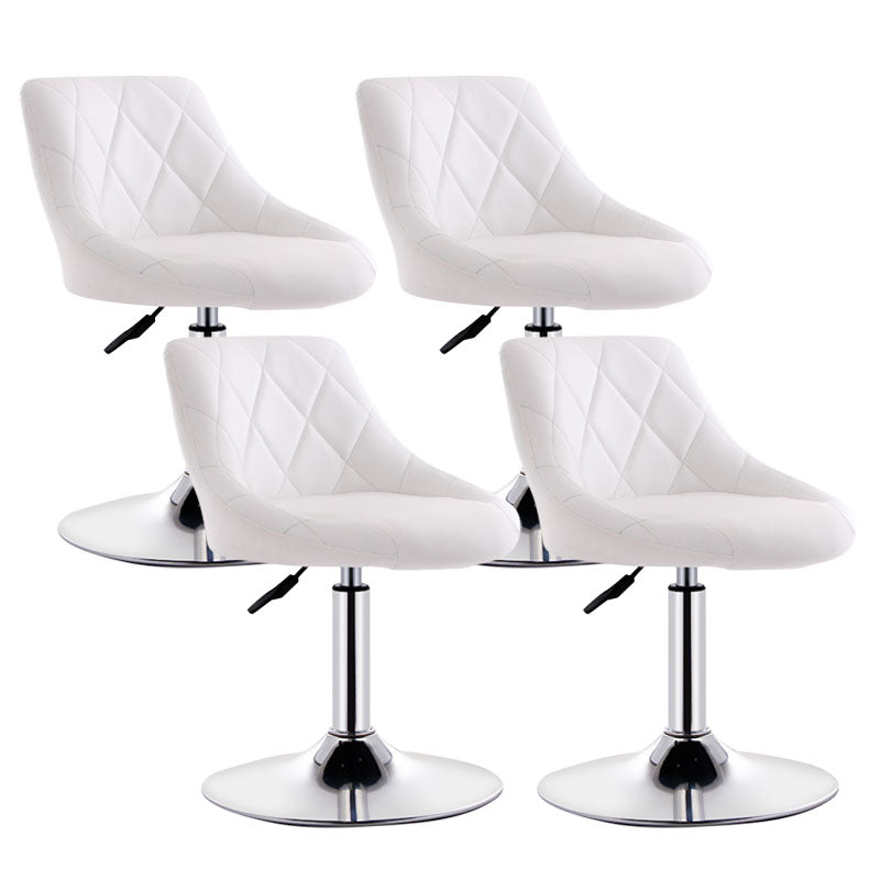 Scandinavian Metal Barstool Low Back Faux Leather Cushion Stool with Iron Base for Bar