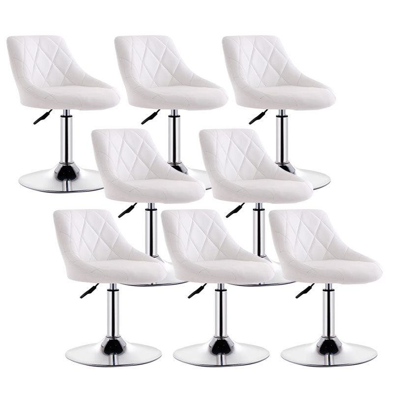 Scandinavian Metal Barstool Low Back Faux Leather Cushion Stool with Iron Base for Bar