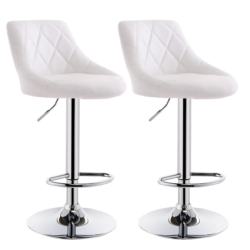 Scandinavian Metal Barstool Low Back Faux Leather Cushion Stool with Iron Base for Bar