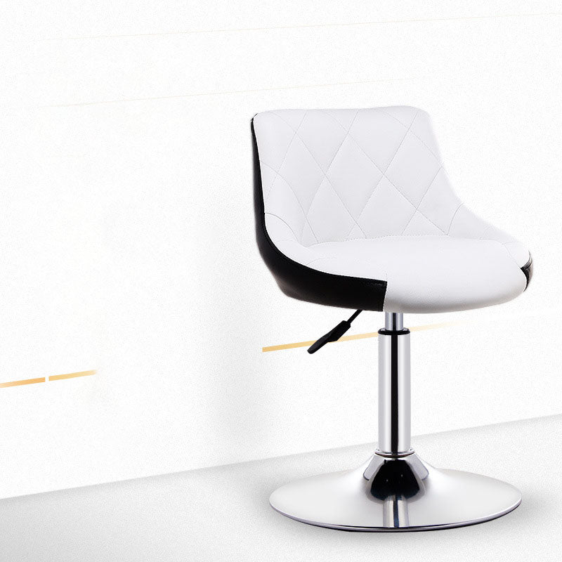 Scandinavian Metal Barstool Low Back Faux Leather Cushion Stool with Iron Base for Bar