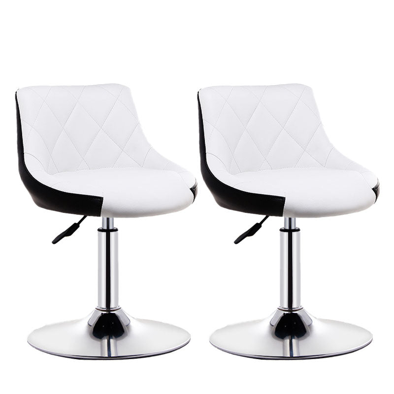 Scandinavian Metal Barstool Low Back Faux Leather Cushion Stool with Iron Base for Bar